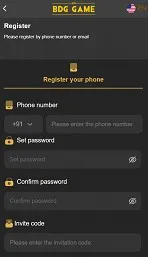 BDG Win registration page