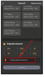 Enter the amount to deposit