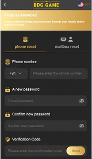Password reset page